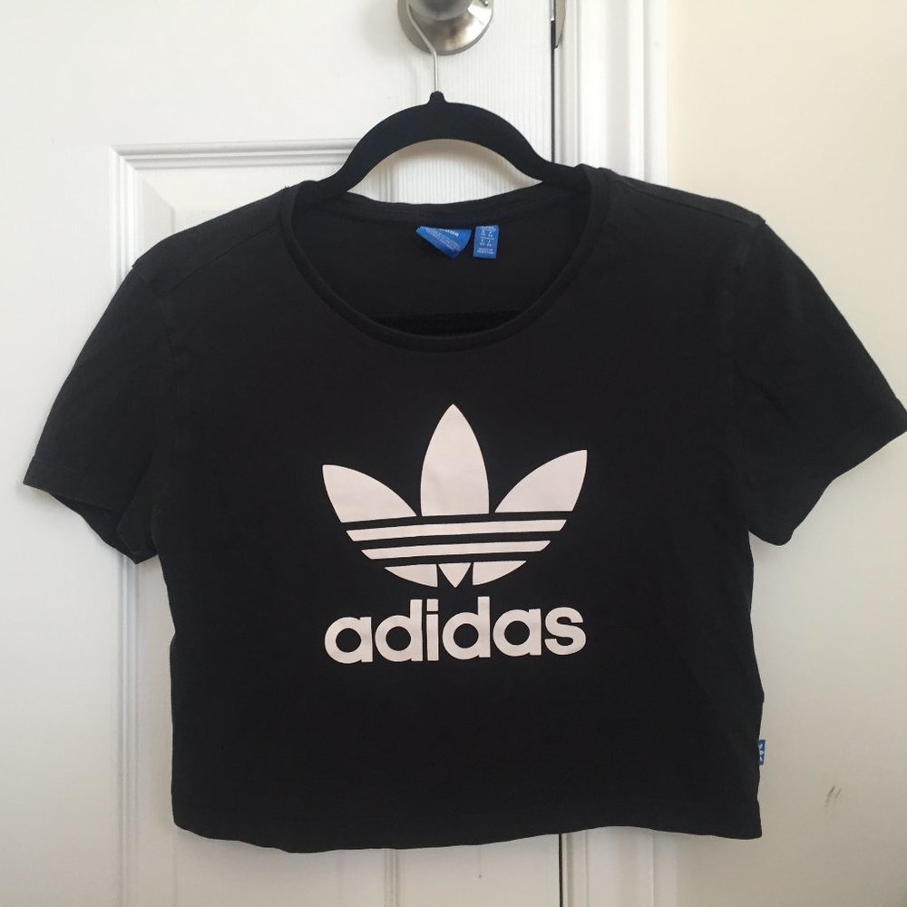 Black Adidas Logo Crop Top